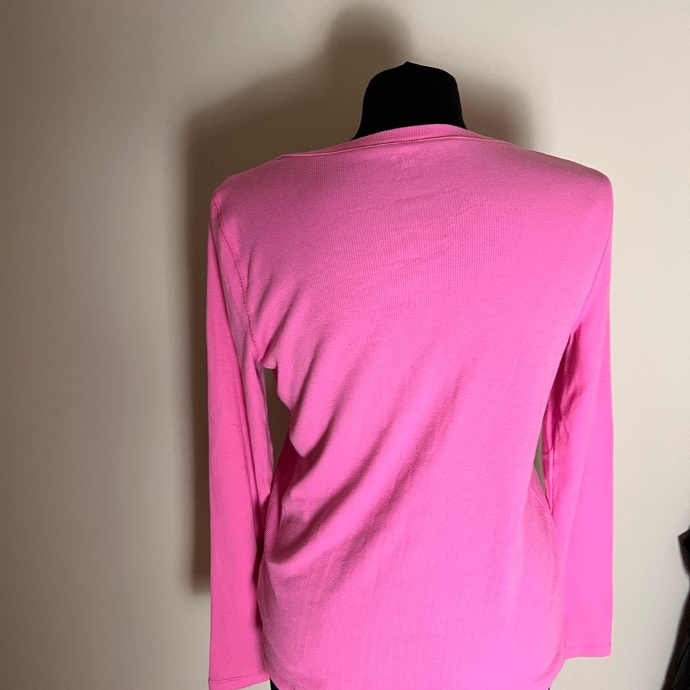 GAP Bright Pink Long Sleeve Henley Tee - Picture 3 of 4